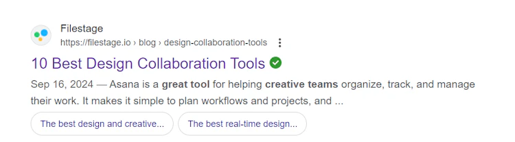 A search result highlighting Artwork Flow, a design collaboration tool for creative teams.
