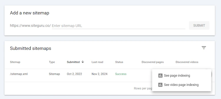 Google Search Console sitemap