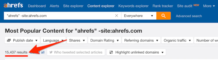 Ahrefs Content Explorer tool, Source