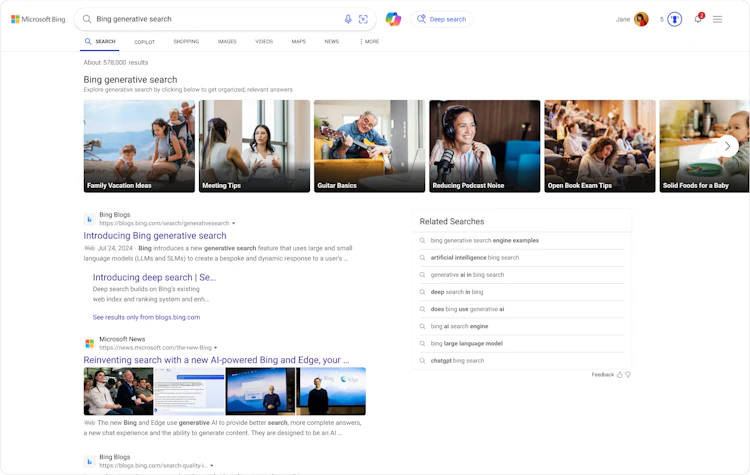 Bing’s Generative Search experience