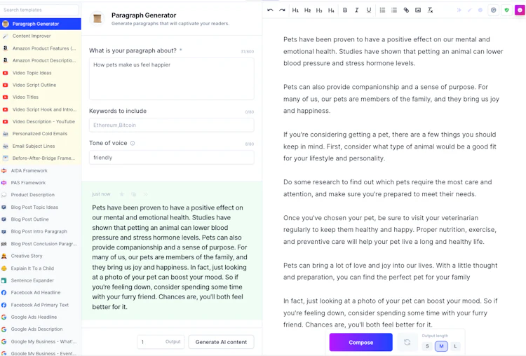 Jasper’s Paragraph Generator