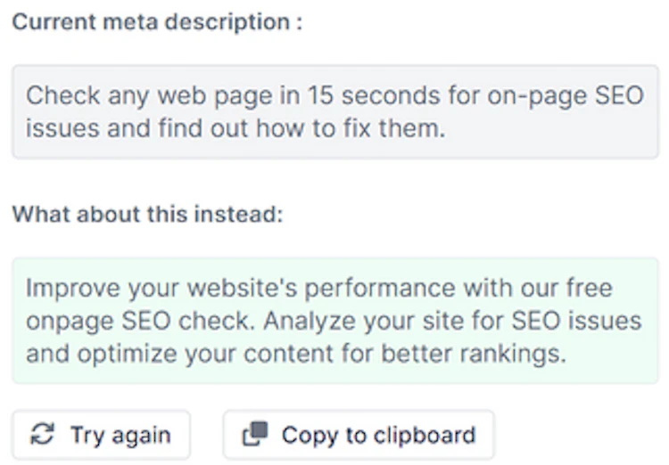 SiteGuru’s AI meta description generator