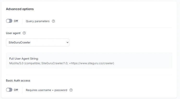 Set the user agent to SiteGuruCrawler
