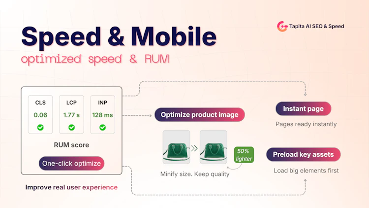 Tapita SEO audit in the Shopify admin