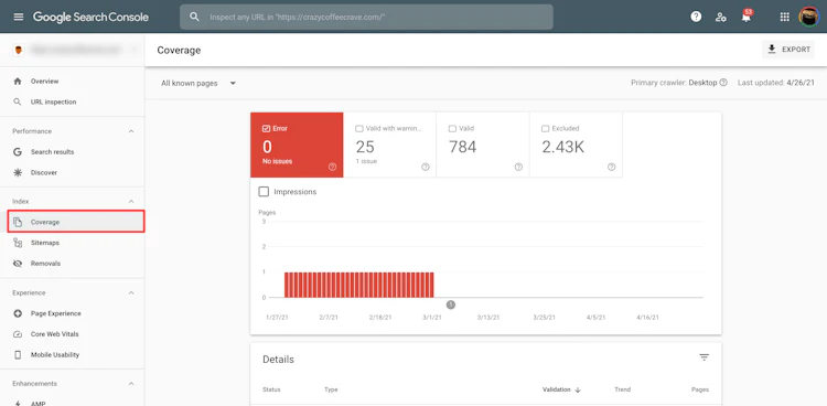 google search console for broken lnks