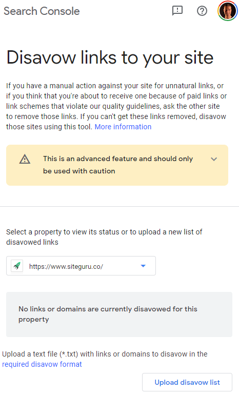 Search Console disavow tool