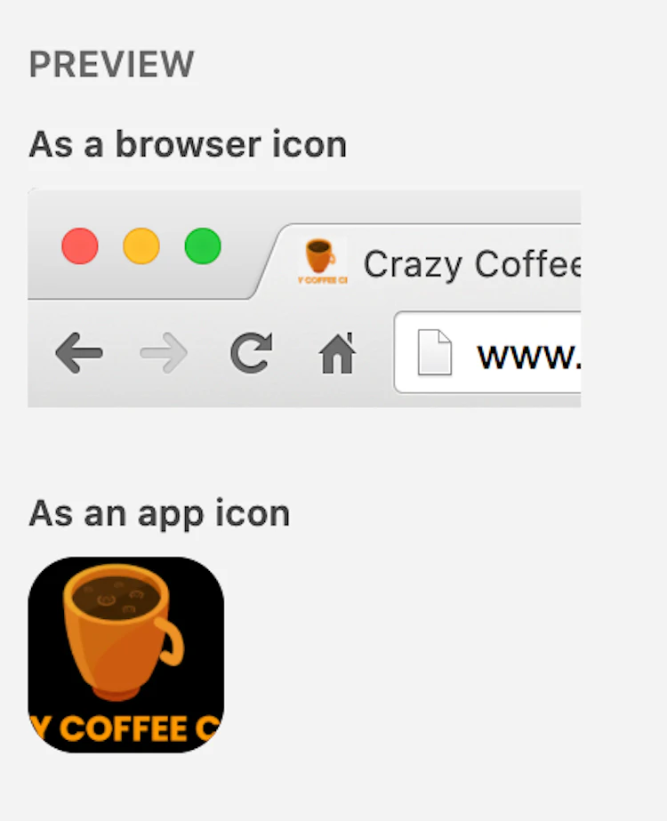 favicon preview on wordpress