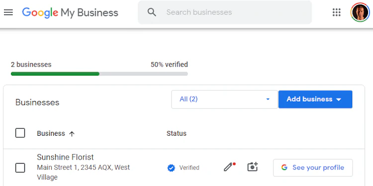 Google My Business locations