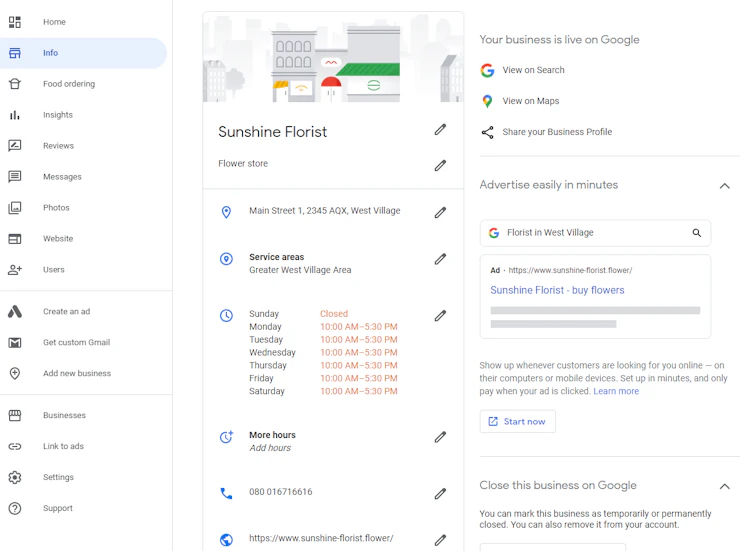 Google My Business Edit Profile