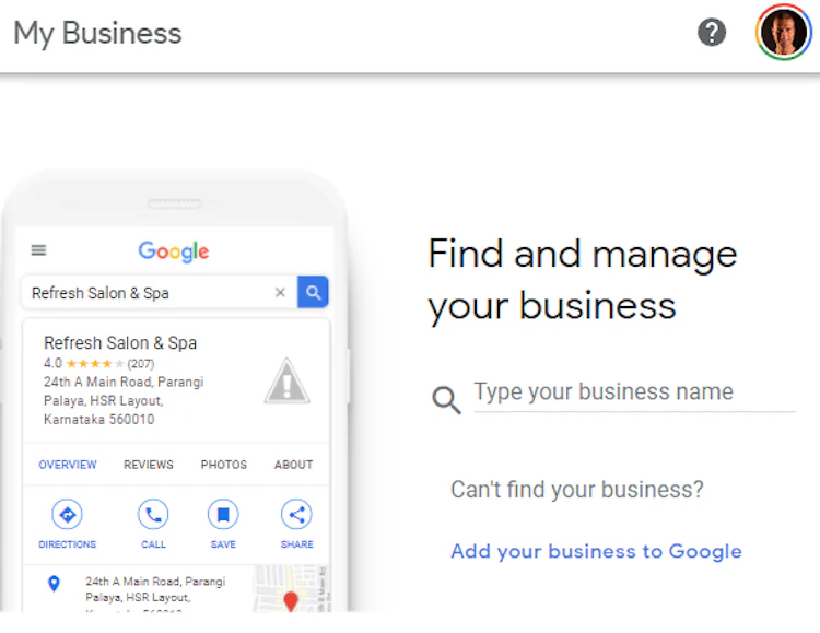 GMB - search for your company