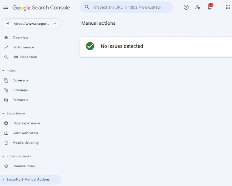 Manual actions in Google Search Console