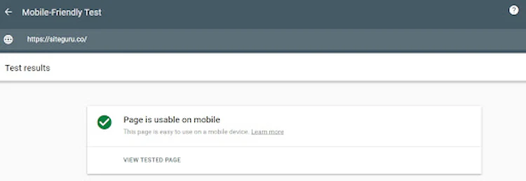 Mobile Friendly test