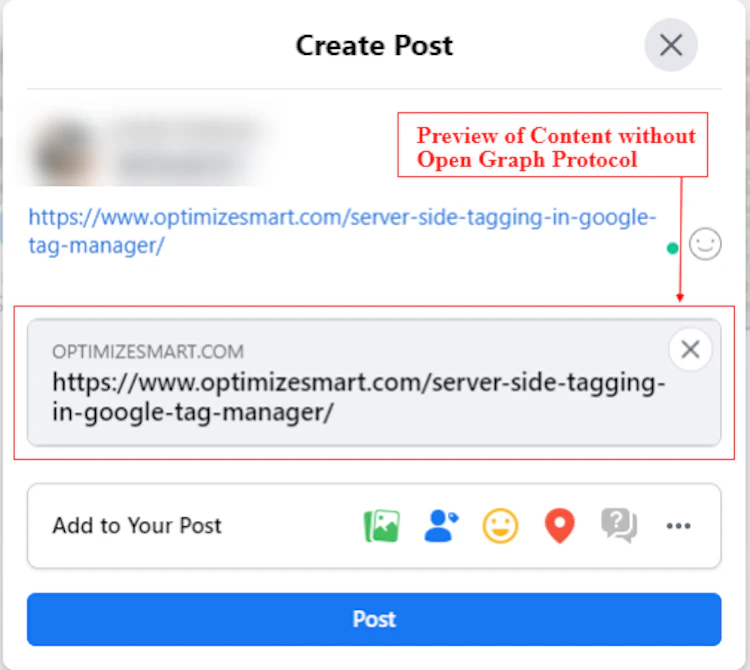 Create a Facebook post with OG tags