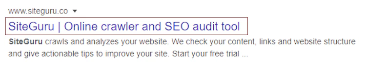 Page title in search result