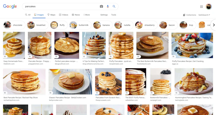 Image search for pancakes