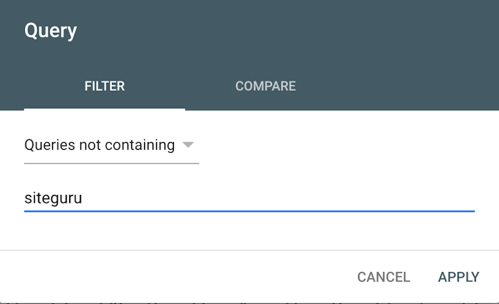 Query filter for brand name in Search Console