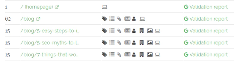 Sample of structured data report